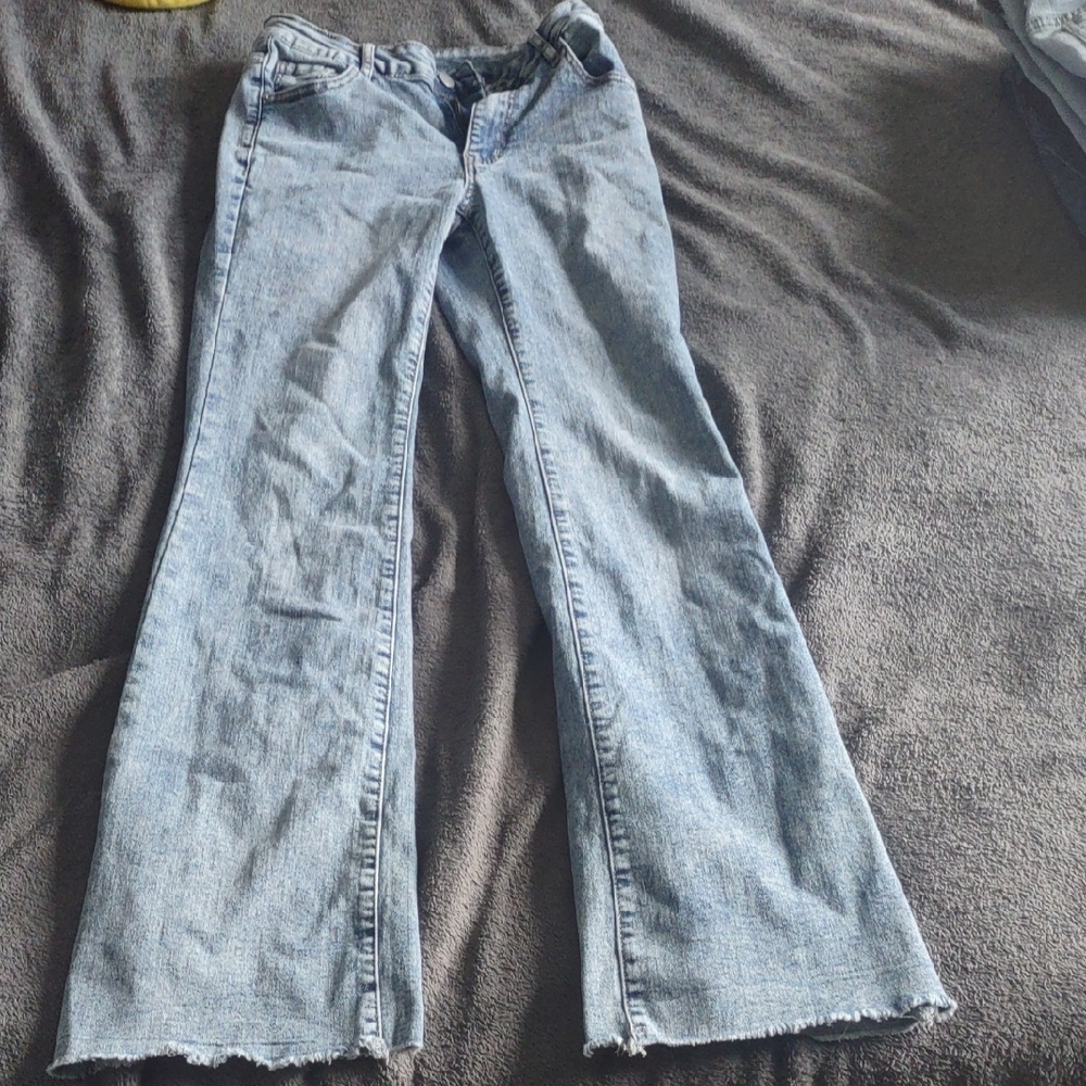 SHEIN Blue Flare Wide Leg Jeans